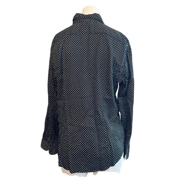 Lauren Ralph Lauren Ladies XL Black Polka Dot Button Front Shirt LRL Blouse - Picture 3 of 6